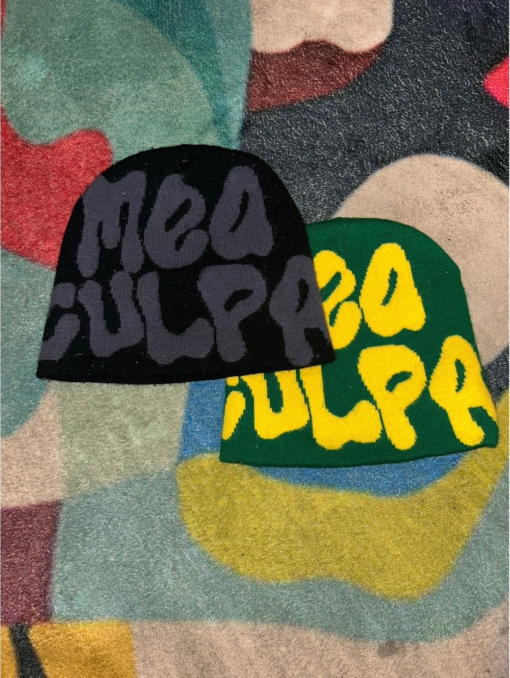 Reversible Mea Culpa Beanie Hat - Black and Green